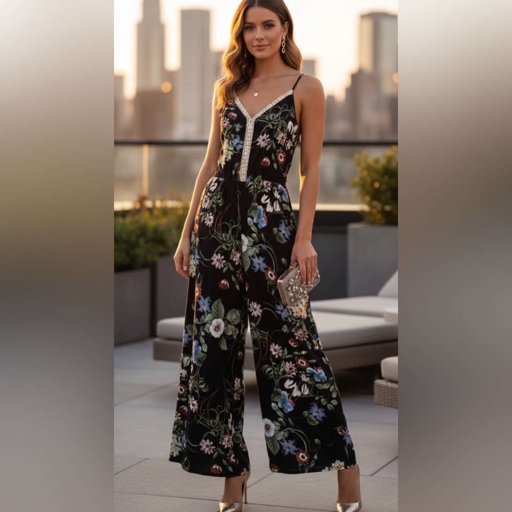 Coco + Carmen Black Floral Jumpsuit
